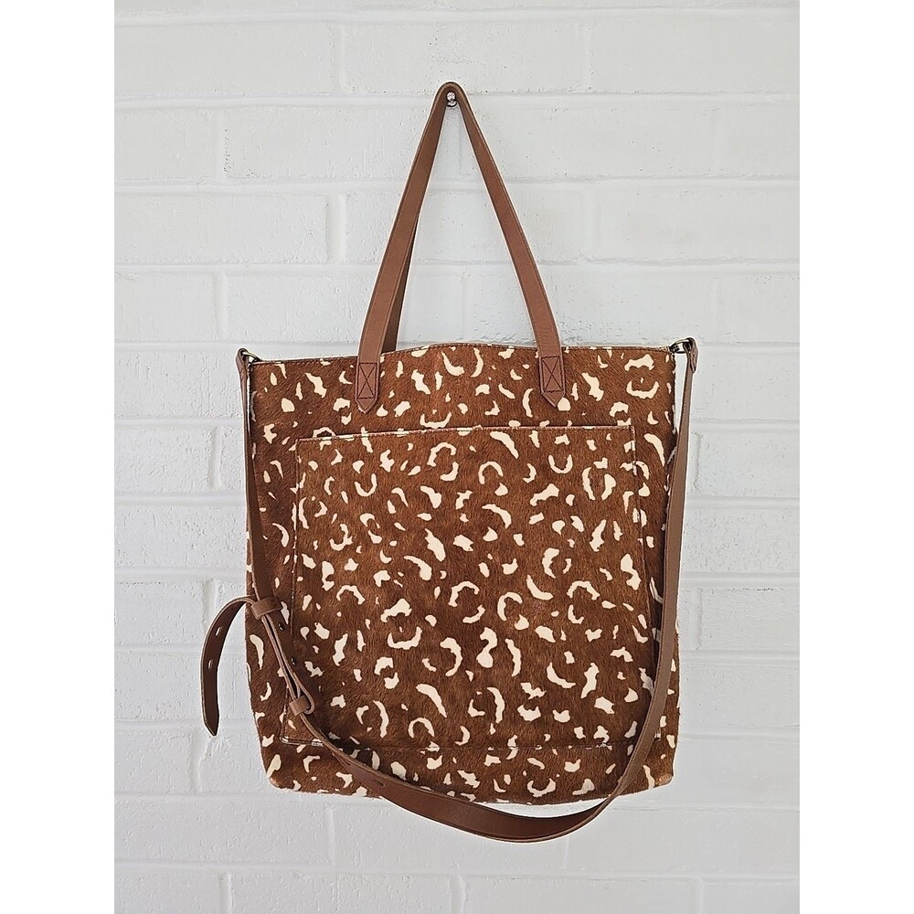 MADEWELL The Medium Transport Tote Printed Calf Hair Edition in Pecan